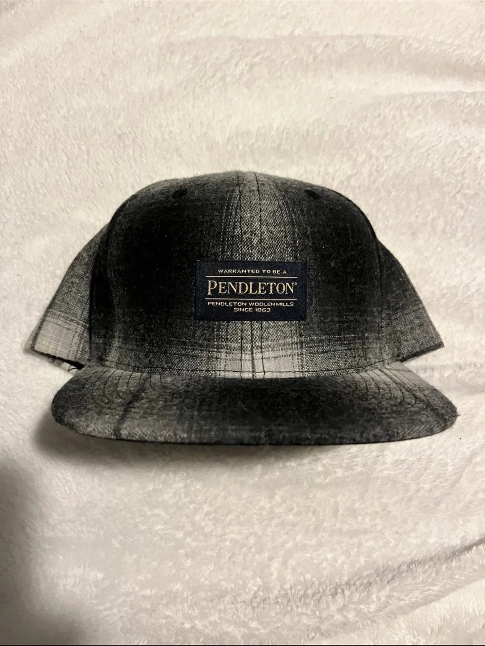Pendleton Black and Gray Plaid Wool Snap Back Cap